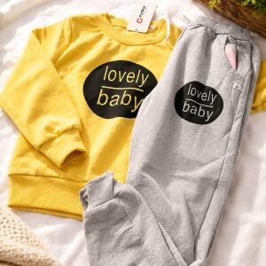 toddler & kids' 2 piece "lovely baby" sweatshirt & joggers set. ages 1 12yrs prices (600/ wholesale 10pcs