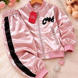 Home 2 piece satin bomber jacket set. ages 7 8yrs prices (600/ wholesale 10pcs