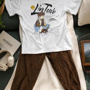 cool & casual 2 piece anime graphic tee & jogger set. ages 1 12yrs prices (600/ wholesale 10pcs