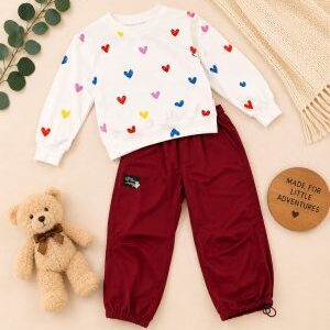 heart print sweatshirt & jogger set. ages 1 12yrs prices (600/ wholesale 10pcs