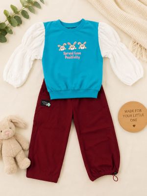 puff sleeve bunny top & cargo jogger set. puff sleeve bunny top & cargo jogger set.