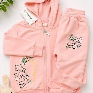 pastel pink zip up hoodie & jogger set. age 1yr prices (600/ wholesale 10pcs