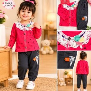 polka dot cardigan & jogger set. age 2yrs prices (600/ wholesale 10pcs