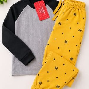 raglan top & polka dot jogger set. age 1yrs prices (600/ wholesale 10pcs