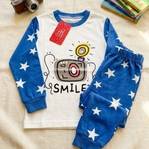 Home "smile" camera & star print loungewear set. ages 1 12yrs prices (600/ wholesale 10pcs