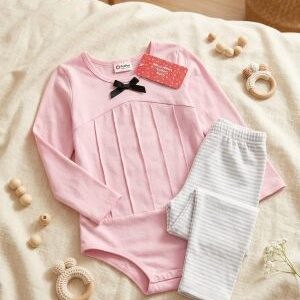 pleated bodysuit & striped leggings set. ages 1 3yrs prices (600/ wholesale 10pcs