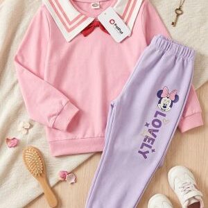 sailor collar sweatshirt & minnie mouse jogger set.