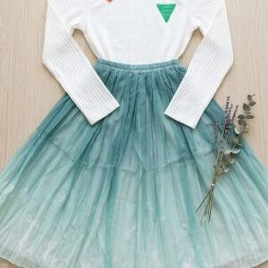 ribbed top & ombré tulle skirt set.