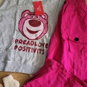 lotso bear sweatshirt & magenta cargo pants set. ages 1 5yrs prices (600/ wholesale 10pcs