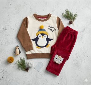 penguin sweatshirt & velour pants set. ages 1 2yrs prices (600/ wholesale 10pcs