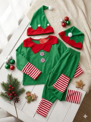 holiday elf pajama & hat set. age 4 yrs prices (600/ wholesale 10pcs holiday elf pajama & hat set. age 4 yrs prices (600/ wholesale 10pcs