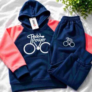 pedal power kids hoodie & jogger set – navy blue & coral pink. ages 1 12yrs prices (600/ wholesale 10pcs