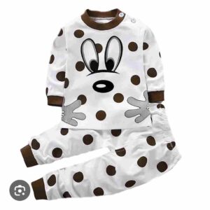 cute kids’ cartoon polka dot outfit. ages 1 12yrs prices (600/ wholesale 10pcs